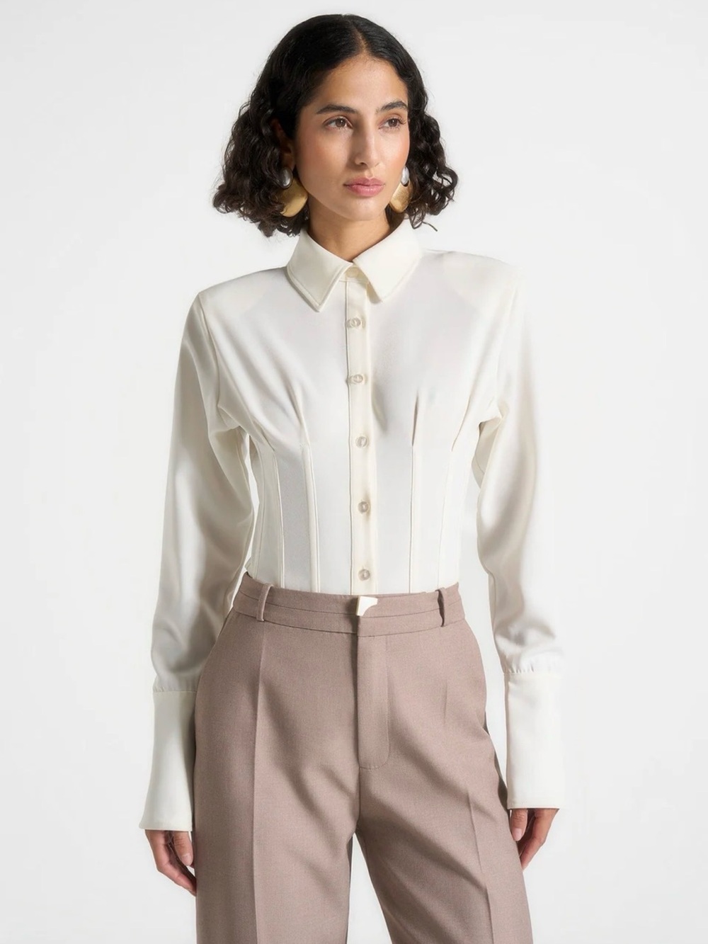 Maniere De Voir Agnes Corset Shirt Bodysuit